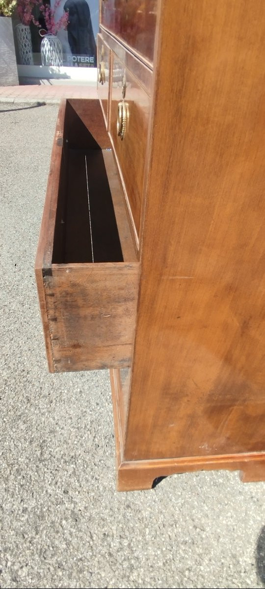 Commode Étroite avec Bureau Pliant en Acajou George III 1780/1820 Antique-photo-3