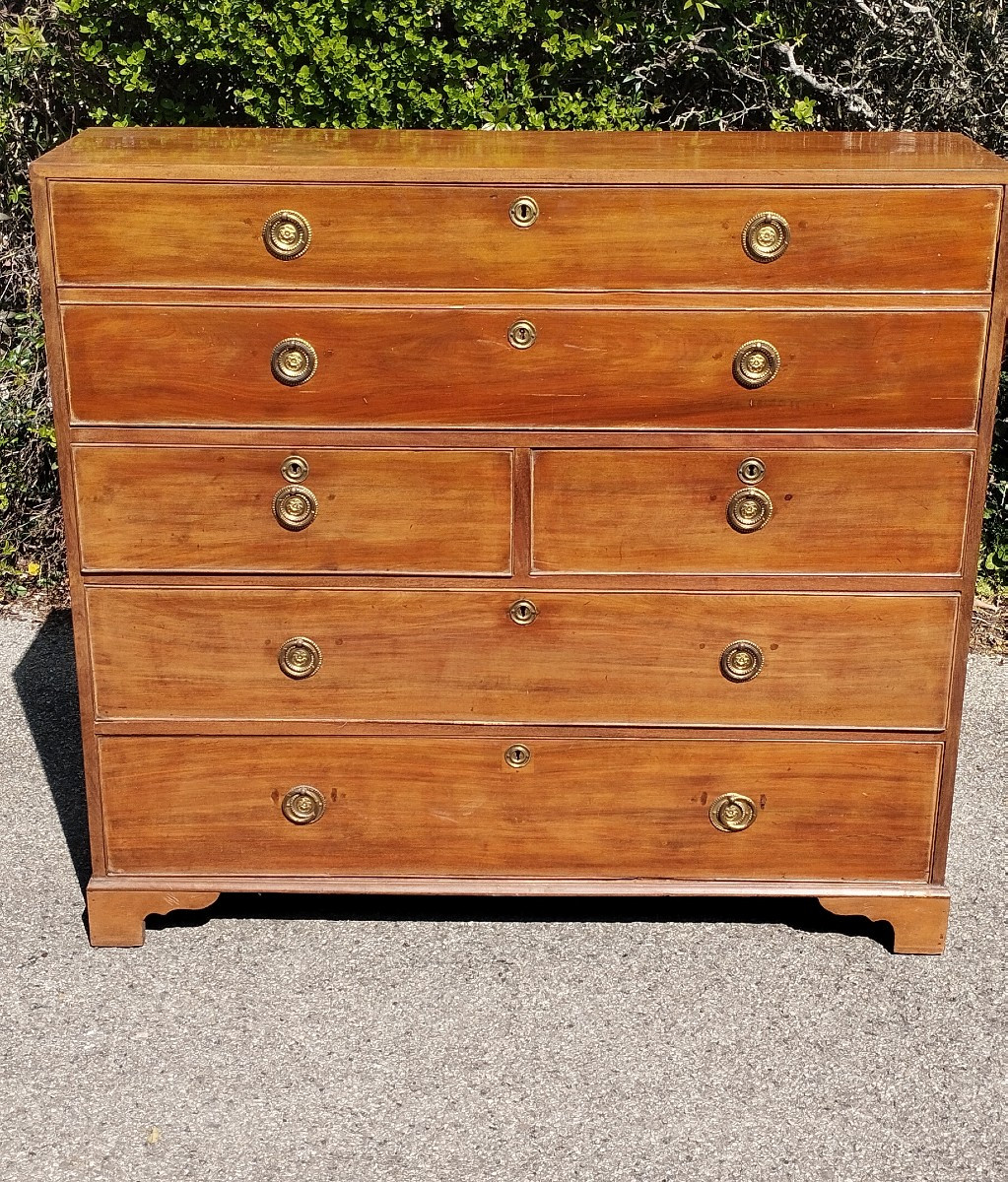 Commode Étroite avec Bureau Pliant en Acajou George III 1780/1820 Antique