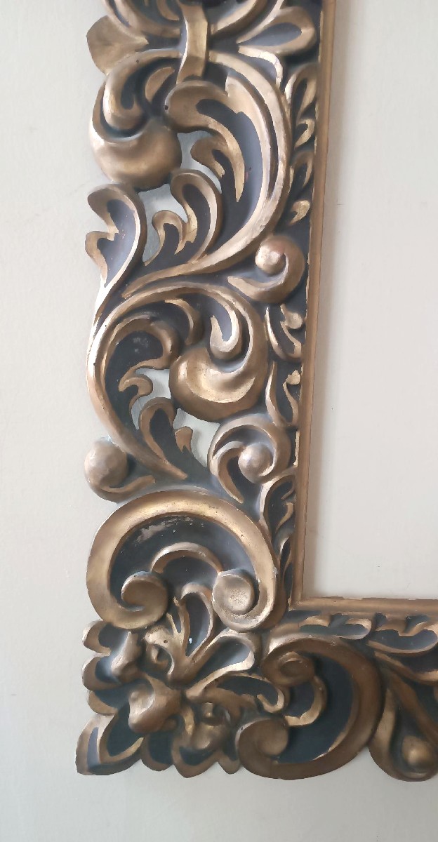 Grand cadre ancien laqué et doré, Italie, XIXe siècle-photo-4