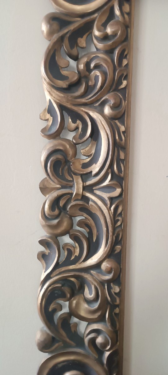 Grand cadre ancien laqué et doré, Italie, XIXe siècle-photo-1