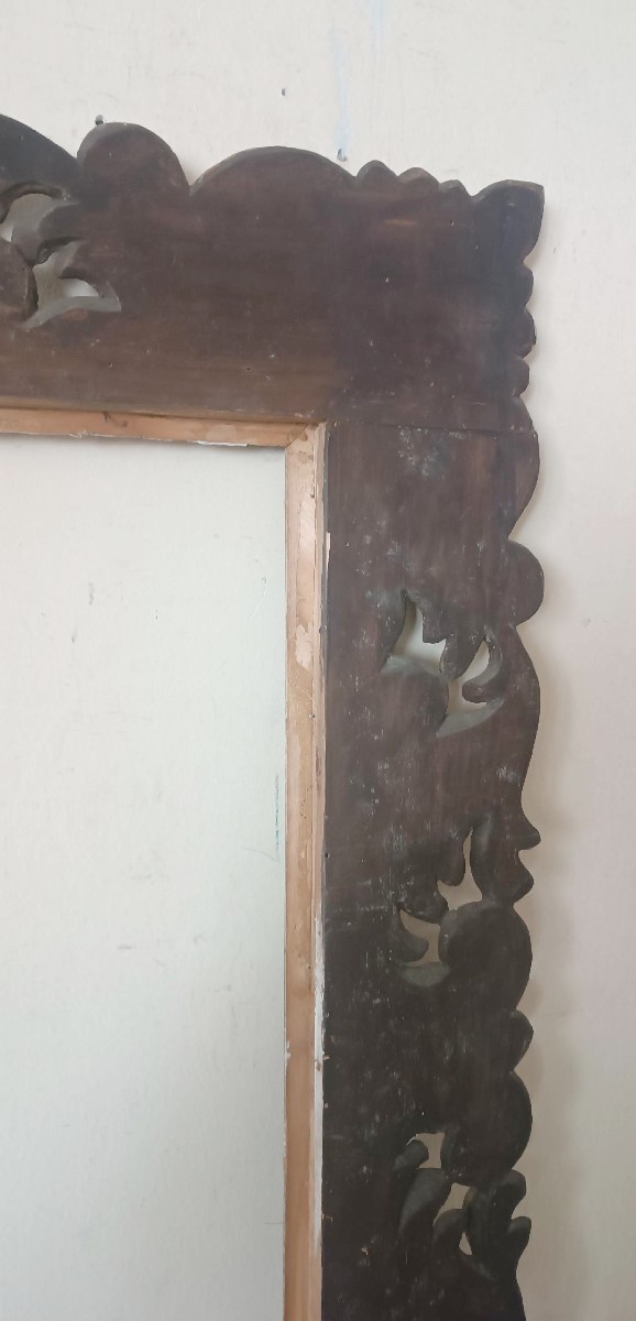 Grand cadre ancien laqué et doré, Italie, XIXe siècle-photo-4