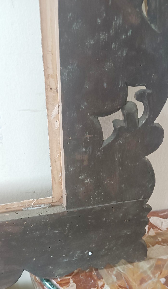 Grand cadre ancien laqué et doré, Italie, XIXe siècle-photo-5