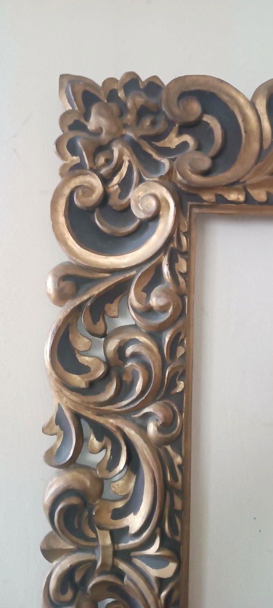 Grand cadre ancien laqué et doré, Italie, XIXe siècle-photo-1