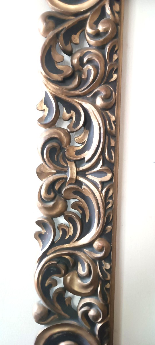 Grand cadre ancien laqué et doré, Italie, XIXe siècle-photo-2