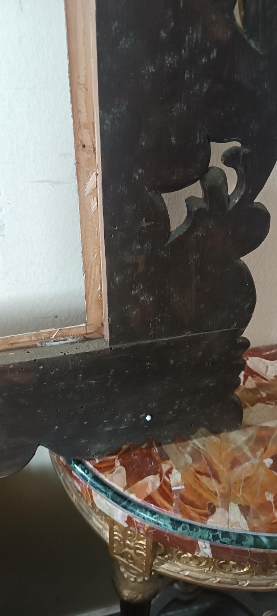 Grand cadre ancien laqué et doré, Italie, XIXe siècle-photo-6