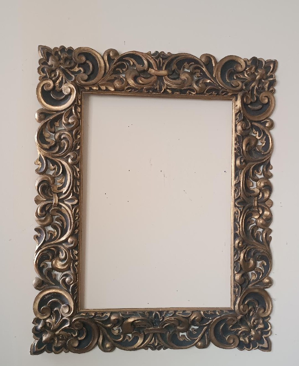 Grand cadre ancien laqué et doré, Italie, XIXe siècle-photo-7