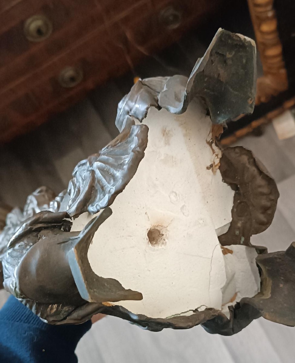 Antique Silver-plated Copper Sheet Candlestick, 18th Century, Italy-photo-4