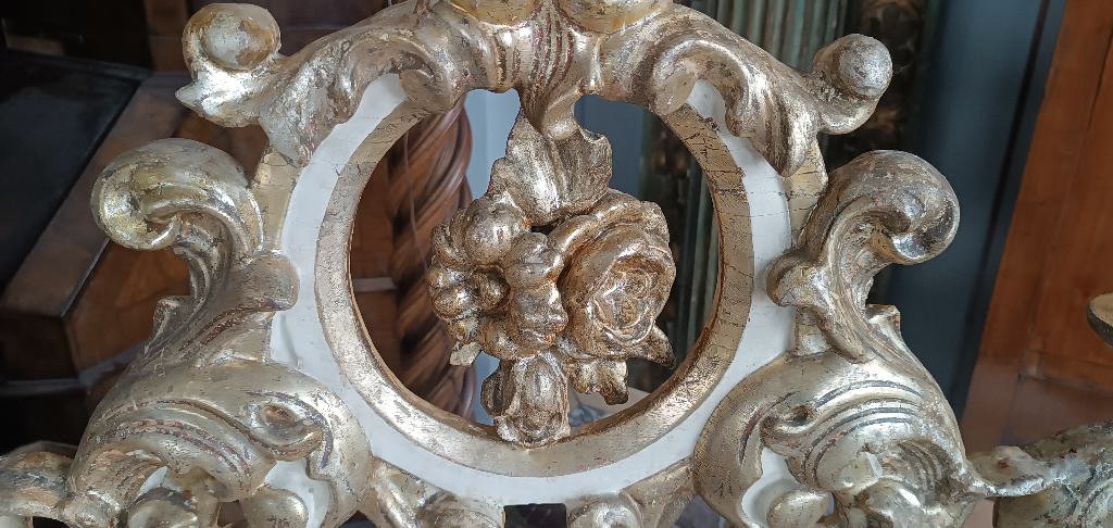 Triptyque ancien toscan représentant des chandeliers, XVIIIe siècle-photo-3