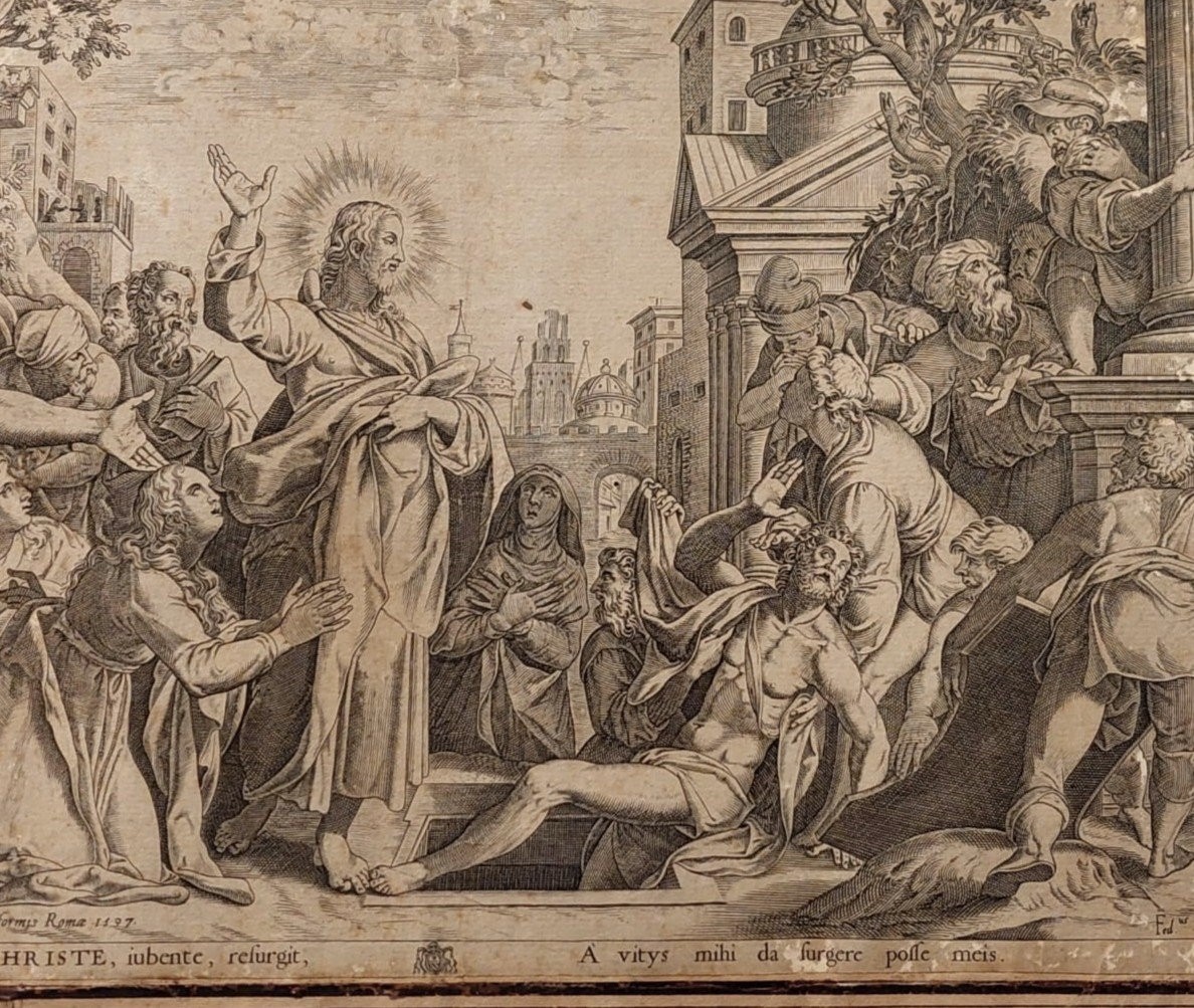 Resurrection Of Lazarus Engraving Cristoforo Bianco Rome 1597-photo-8