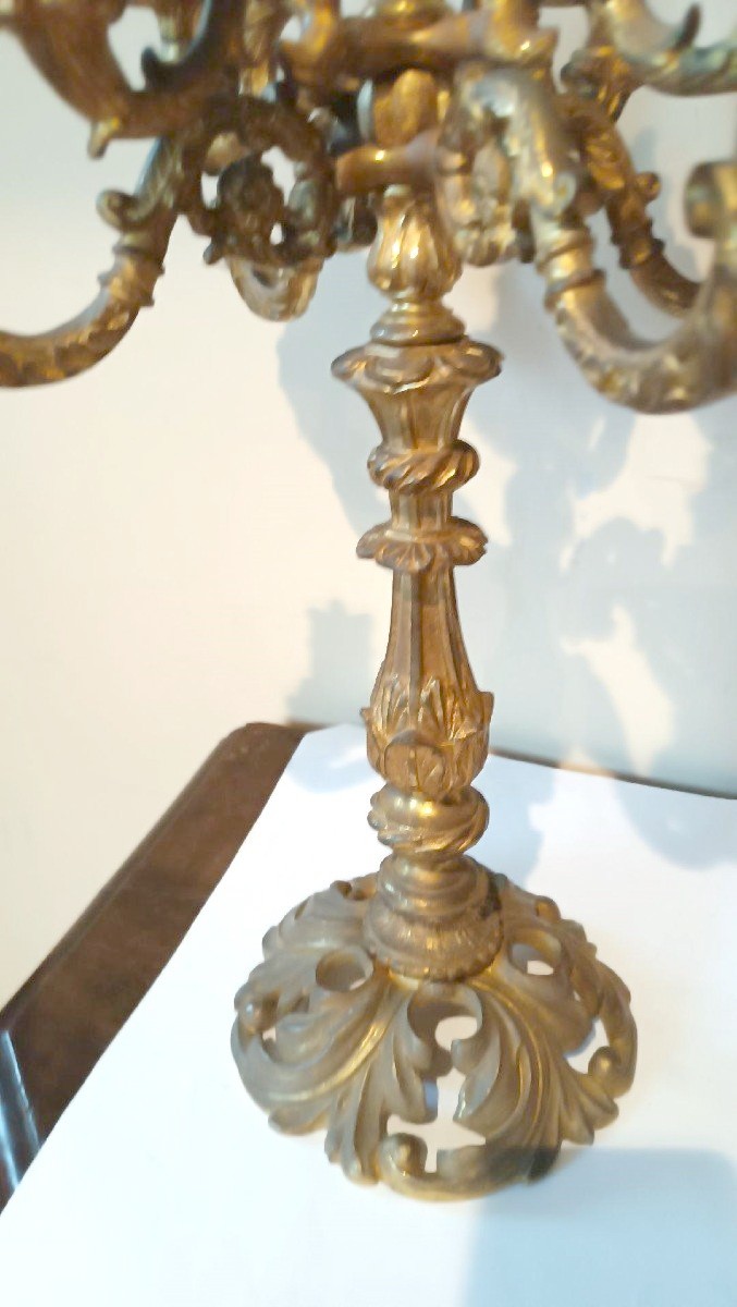 Large Pair Of 19th Century Gilt Bronze Candlesticks-photo-1