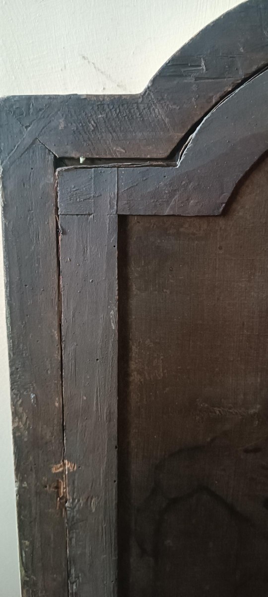 Peinture à l'huile ancienne sur toile « Vierge Marie à l'Enfant »-photo-7