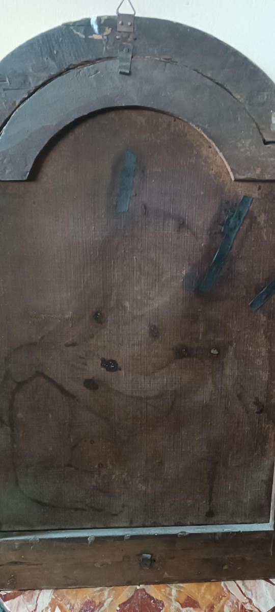 Peinture à l'huile ancienne sur toile « Vierge Marie à l'Enfant »-photo-8