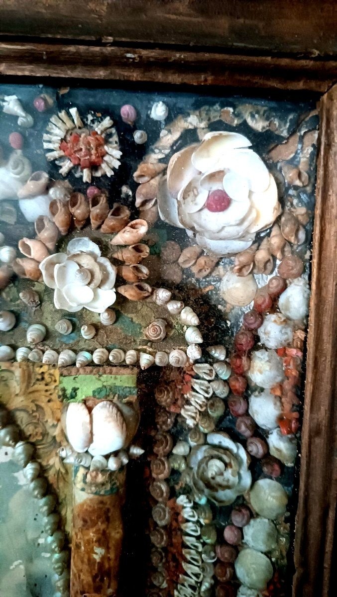 Large Execution Of The Madonna In A Coral Casket And Shells, 19th Century -photo-5