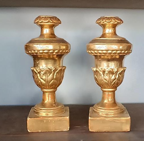 Paire de chandeliers anciens à support palme, Toscane, début du XIXe siècle, -photo-2