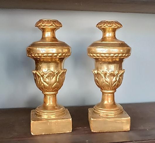 Paire de chandeliers anciens à support palme, Toscane, début du XIXe siècle, 