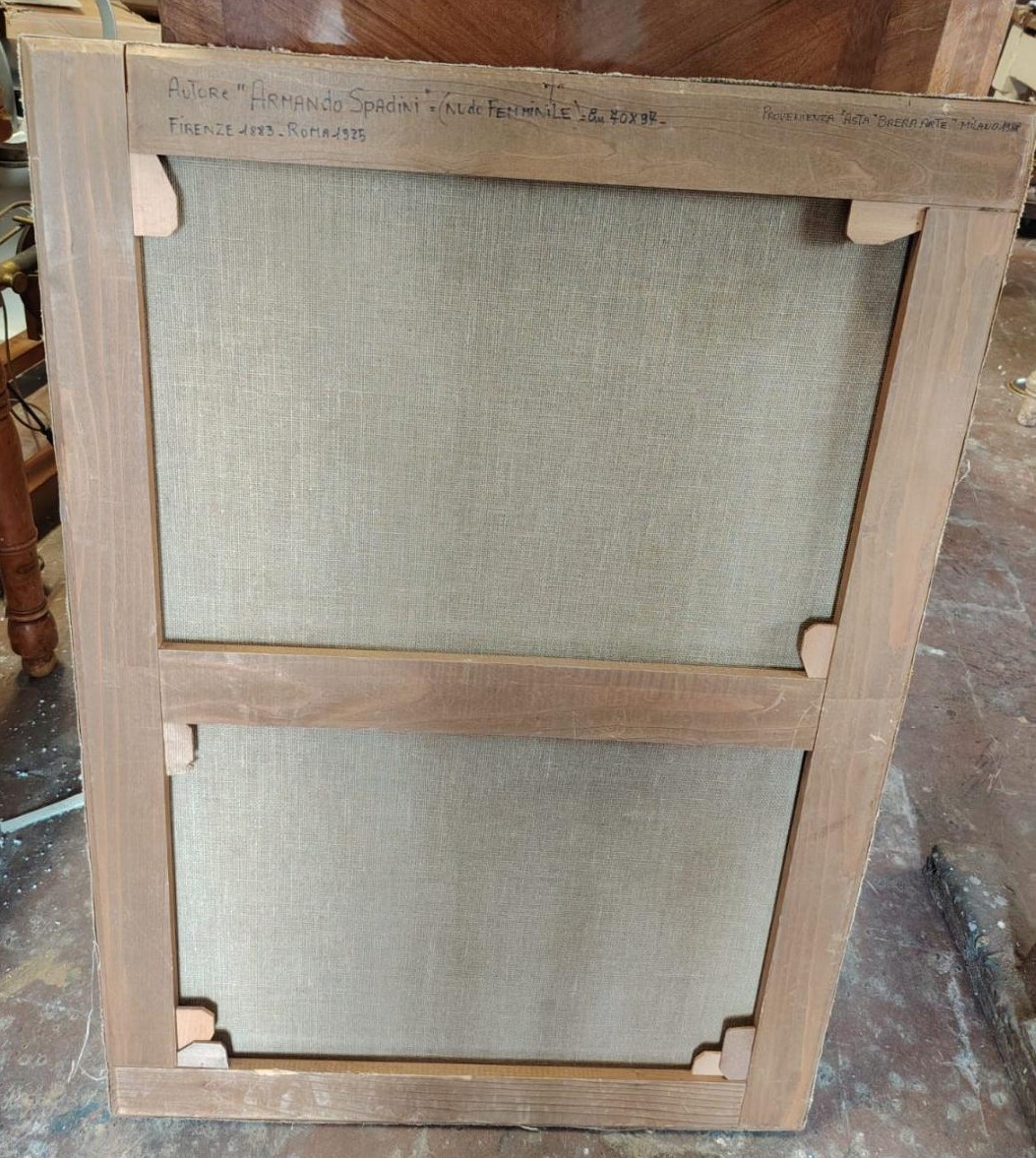 Oil On Canvas Depicting A Female Nude, By Armando Spadini (florence 1883 - Rome 1995) --photo-6