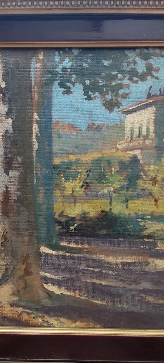 PEINTURE À L'HUILE SUR TOILE TRANSFÉRÉE SUR CARTON - CARLO FOLLINI (1848-1938 PEGLI)-photo-4