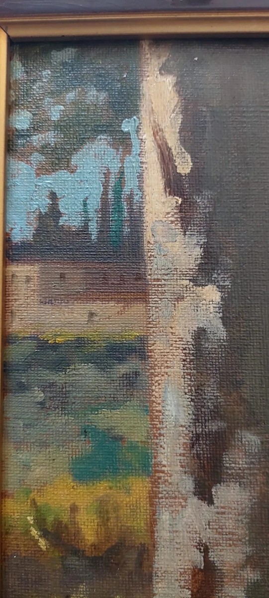 PEINTURE À L'HUILE SUR TOILE TRANSFÉRÉE SUR CARTON - CARLO FOLLINI (1848-1938 PEGLI)-photo-2