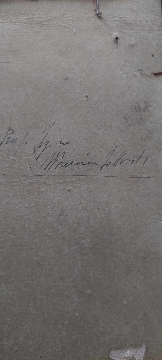 PEINTURE À L'HUILE SUR TOILE TRANSFÉRÉE SUR CARTON - CARLO FOLLINI (1848-1938 PEGLI)-photo-4