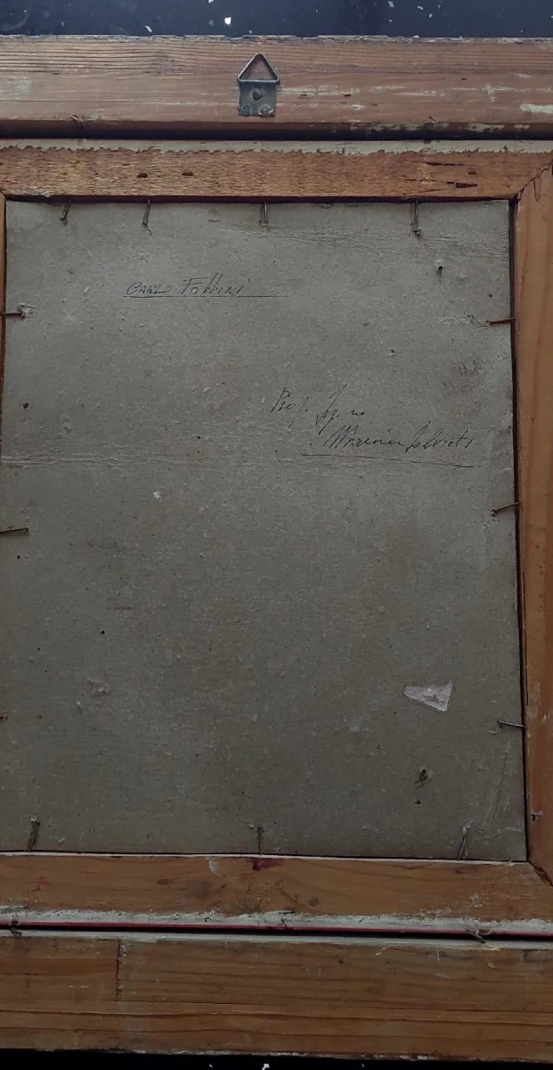 PEINTURE À L'HUILE SUR TOILE TRANSFÉRÉE SUR CARTON - CARLO FOLLINI (1848-1938 PEGLI)-photo-5