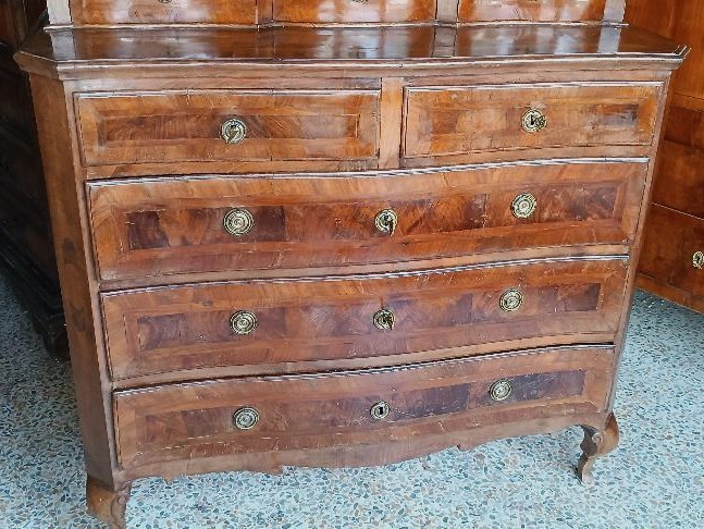 Commode ancienne plaquée et incrustée, XVIIIe siècle, Italie du Nord-photo-2