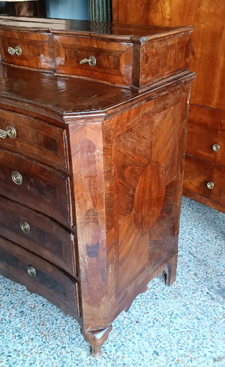 Commode ancienne plaquée et incrustée, XVIIIe siècle, Italie du Nord-photo-4