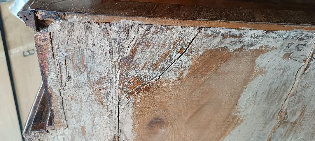 Commode ancienne plaquée et incrustée, XVIIIe siècle, Italie du Nord-photo-3