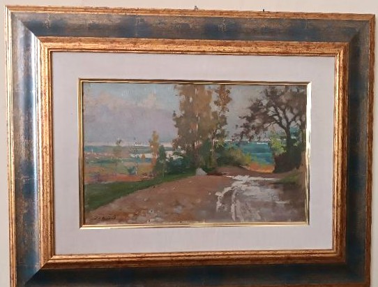 Peinture à l'huile sur carton, datée, non signée, fin du XIXe siècle, école italienne.-photo-2