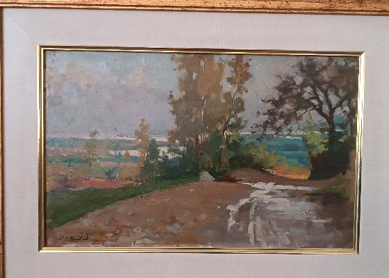 Peinture à l'huile sur carton, datée, non signée, fin du XIXe siècle, école italienne.-photo-3