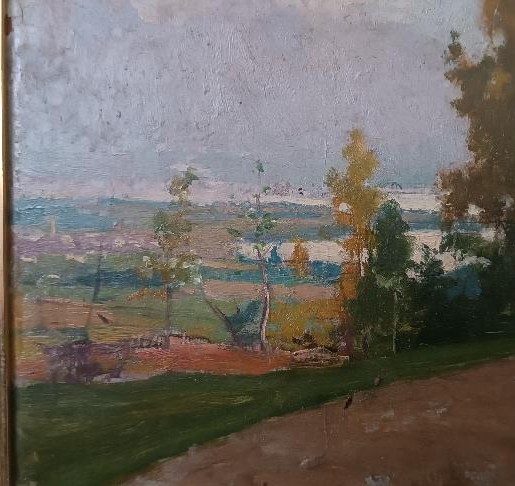 Peinture à l'huile sur carton, datée, non signée, fin du XIXe siècle, école italienne.-photo-3