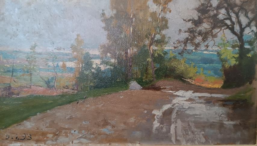 Peinture à l'huile sur carton, datée, non signée, fin du XIXe siècle, école italienne.-photo-4