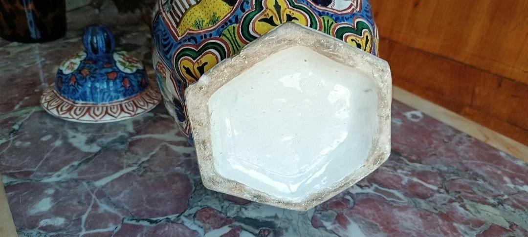 Vase antique en céramique européenne, XIXe siècle-photo-3