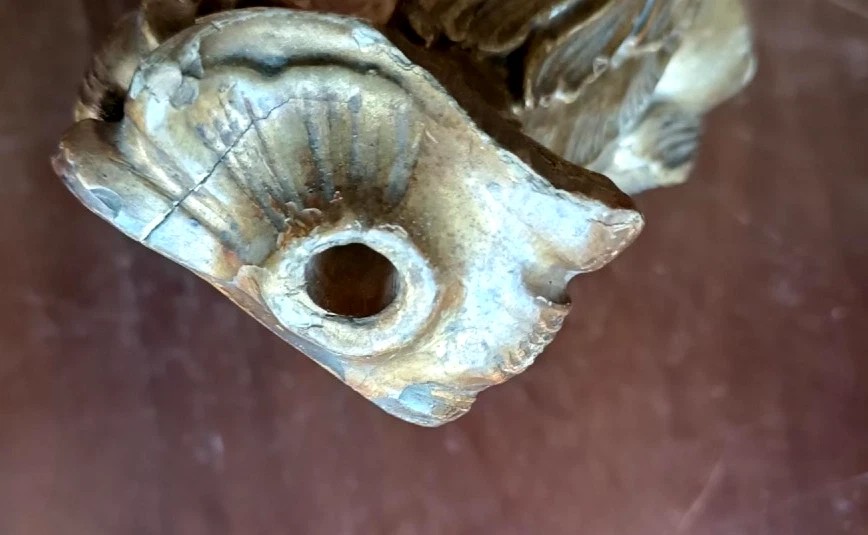 Frise en bois doré antique, support d'étagère-photo-1