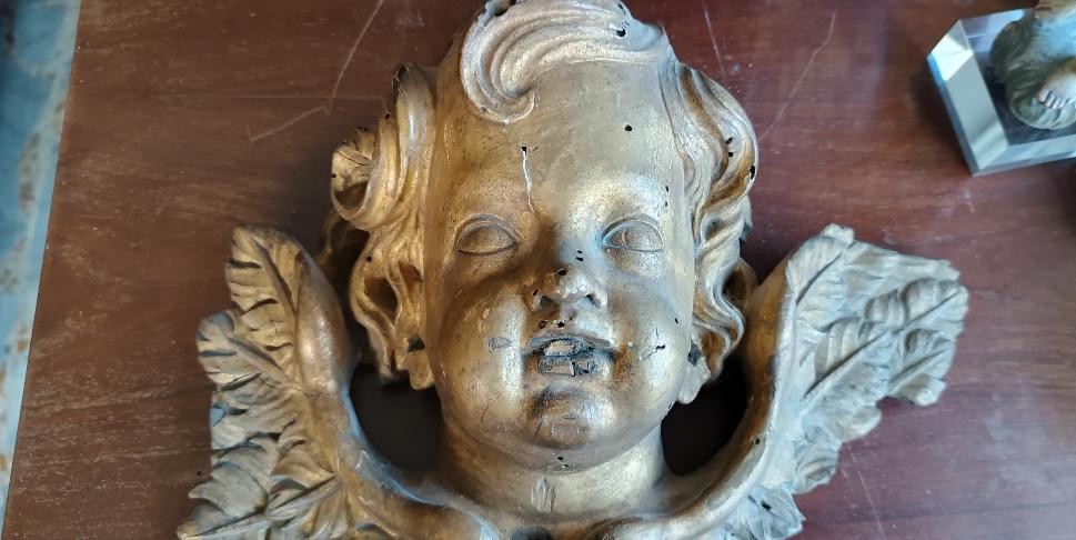 Large Antique Cherub Head, 17th-century Baroque, Italy-photo-3