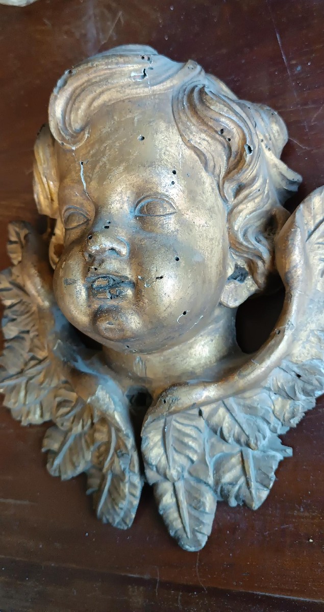 Large Antique Cherub Head, 17th-century Baroque, Italy-photo-4