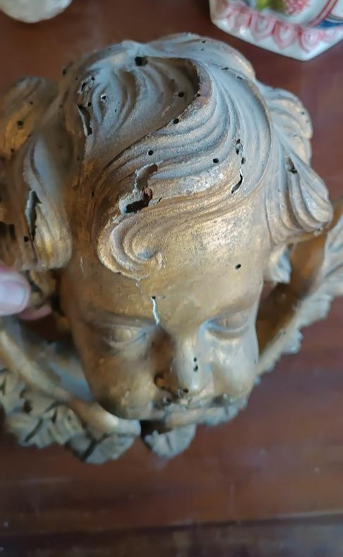 Large Antique Cherub Head, 17th-century Baroque, Italy-photo-4