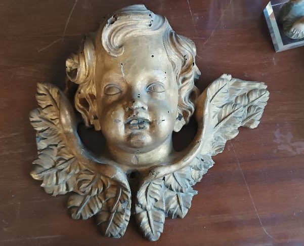 Large Antique Cherub Head, 17th-century Baroque, Italy