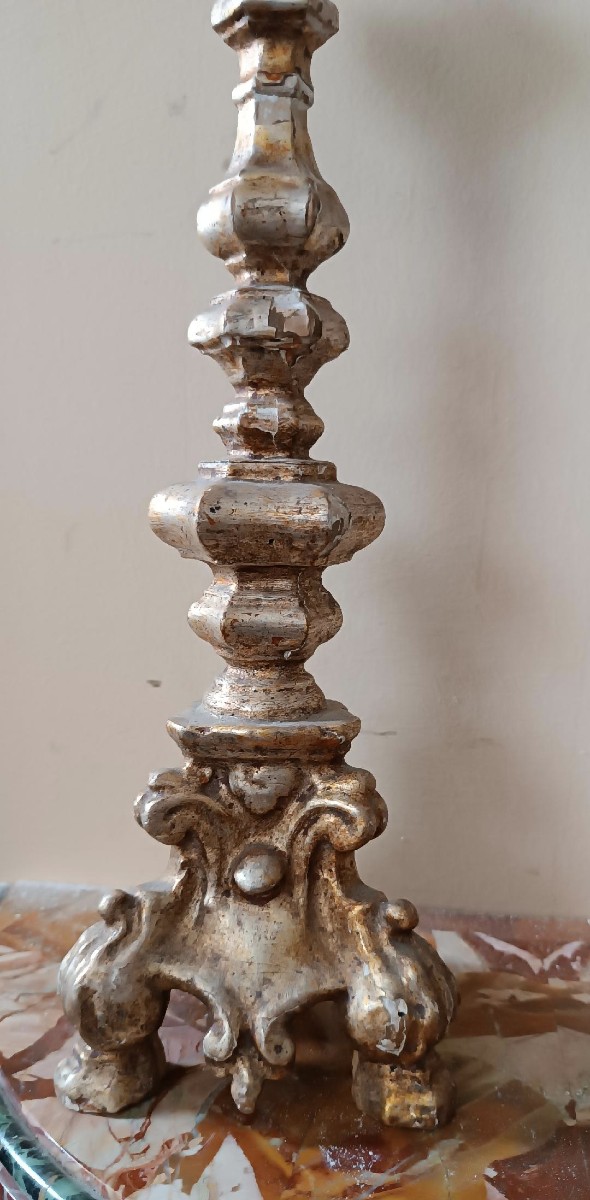 Pair Of Antique Candlesticks, Italy, 18th Century-photo-1