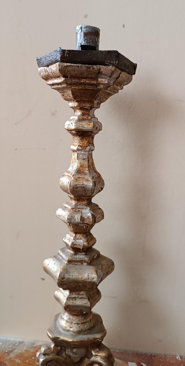 Pair Of Antique Candlesticks, Italy, 18th Century-photo-2