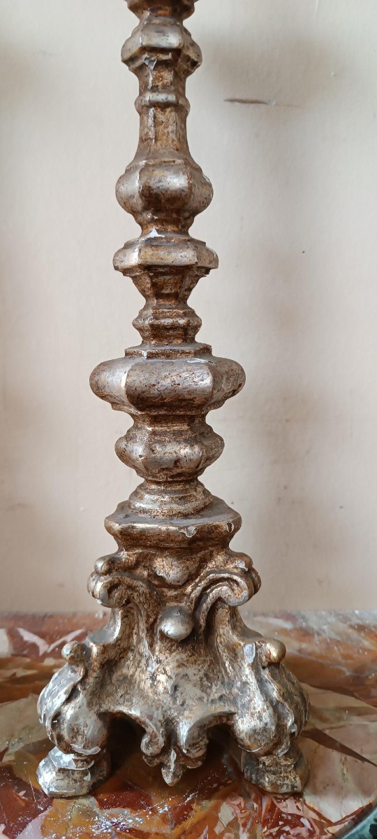 Pair Of Antique Candlesticks, Italy, 18th Century-photo-3