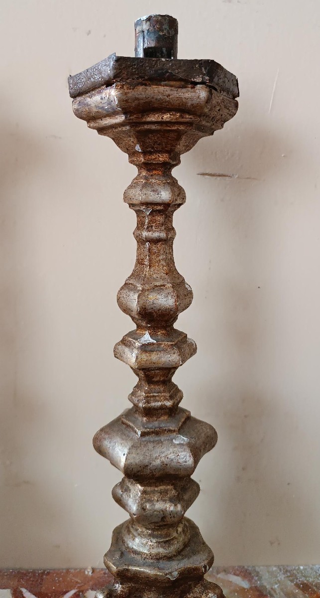Pair Of Antique Candlesticks, Italy, 18th Century-photo-4