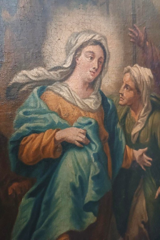 Peinture à l'huile sur toile, école italienne ancienne, XVIIIe siècle - Visitation-photo-1