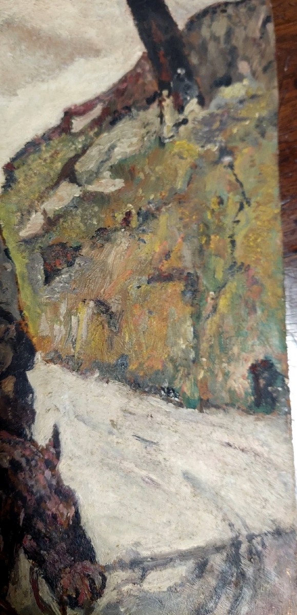 Antique Oil Painting: Man On Horseback (post-macchiaioli Style)-photo-4