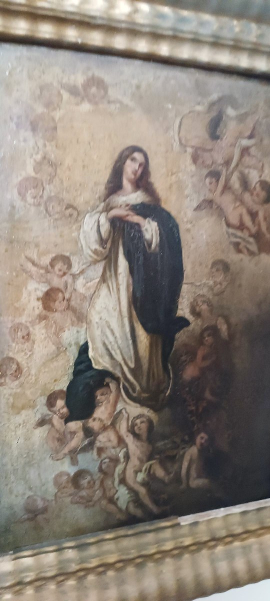 18th-century Oil Painting On Wood Depicting The Immaculate Conception-photo-2