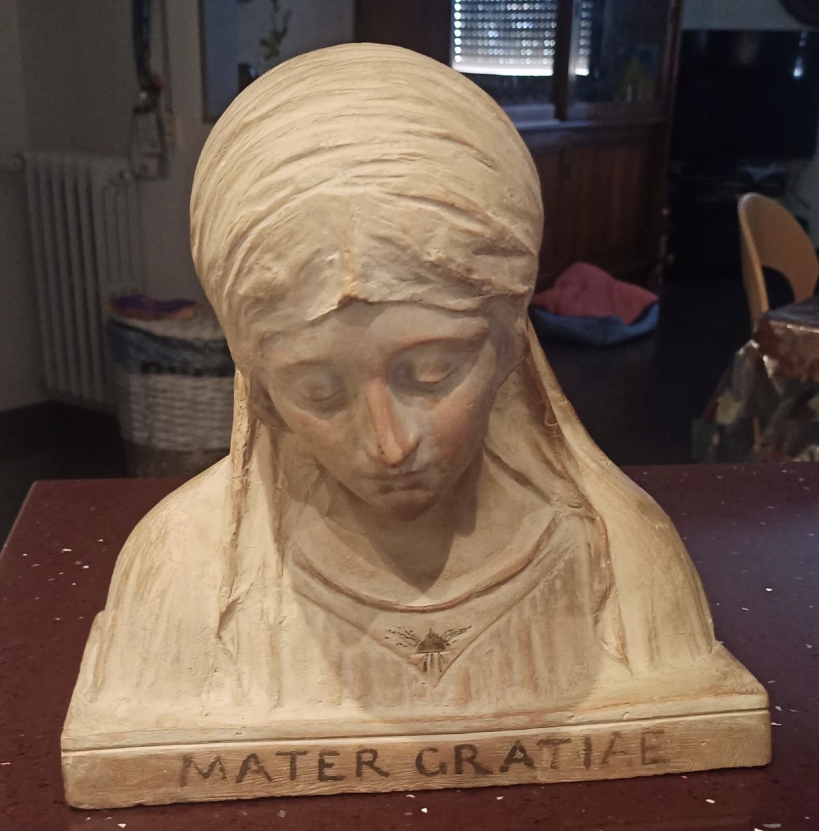 Terracotta Sculpture: Bust Of The Madonna, Signed By A. Neri (alfredo Neri), Early 20th Century-photo-3