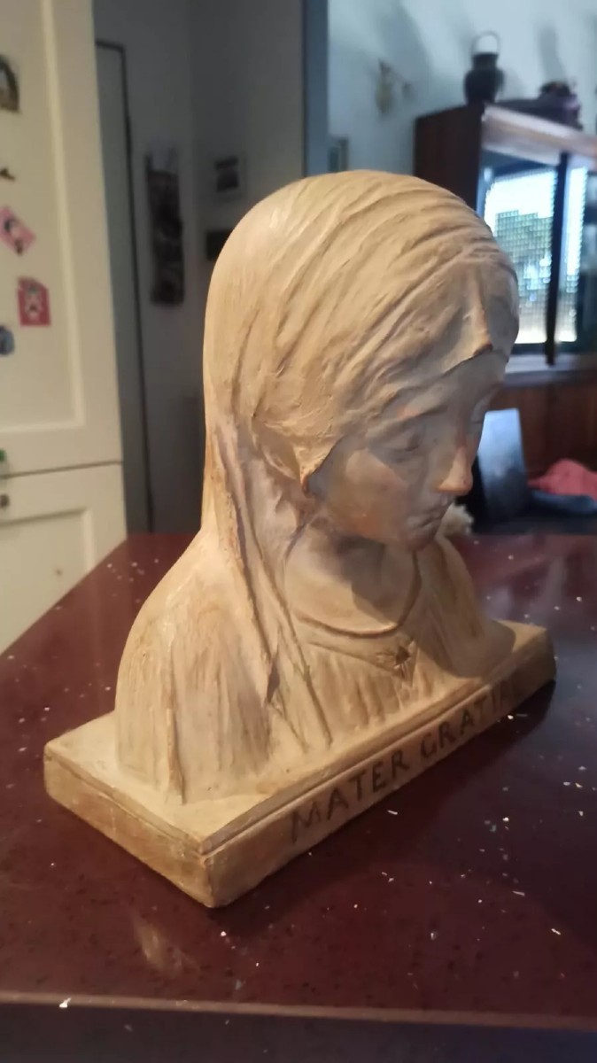 Terracotta Sculpture: Bust Of The Madonna, Signed By A. Neri (alfredo Neri), Early 20th Century-photo-3