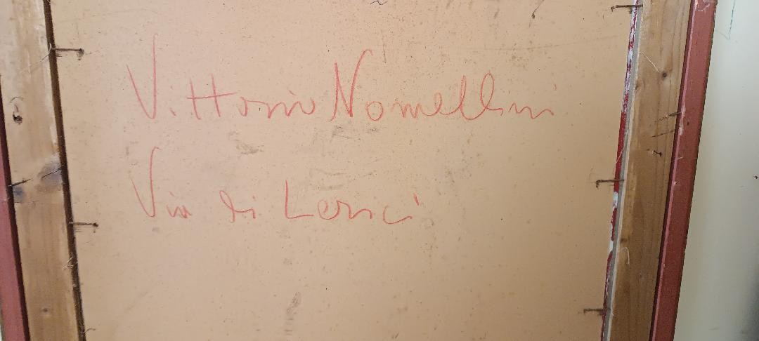 Oil Painting On Cardboard, Vittorio Nomellini (1901, Genoa – 1965, Florence), View Of Lerici-photo-5