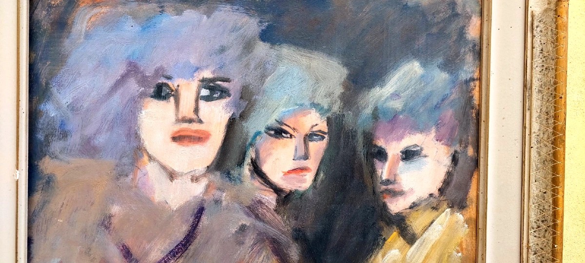 Mino Maccari Oil On Cardboard 30x40 Three Female Figures-photo-2