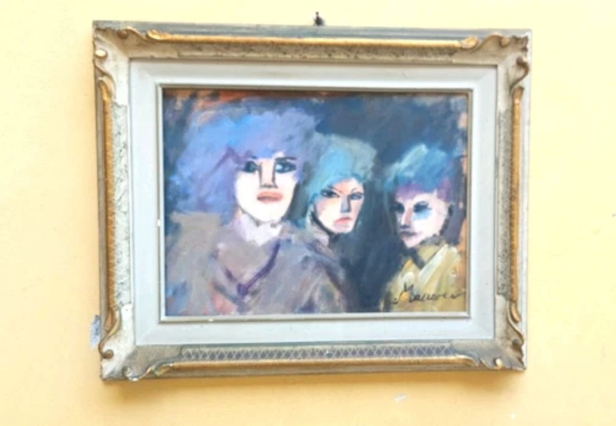 Mino Maccari Oil On Cardboard 30x40 Three Female Figures-photo-2