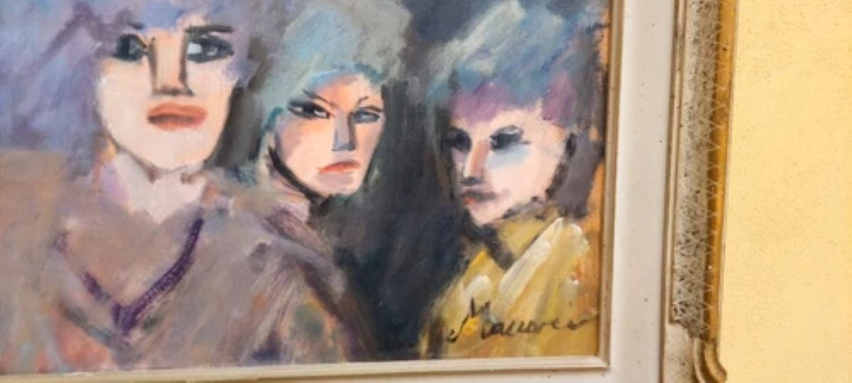 Mino Maccari Oil On Cardboard 30x40 Three Female Figures-photo-3